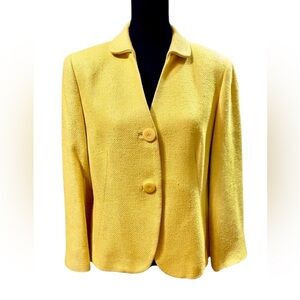 Vintage Carlisle 100% Textured Raw Silk, Lemon Yellow Blazer,Vintage Size 14 (M)